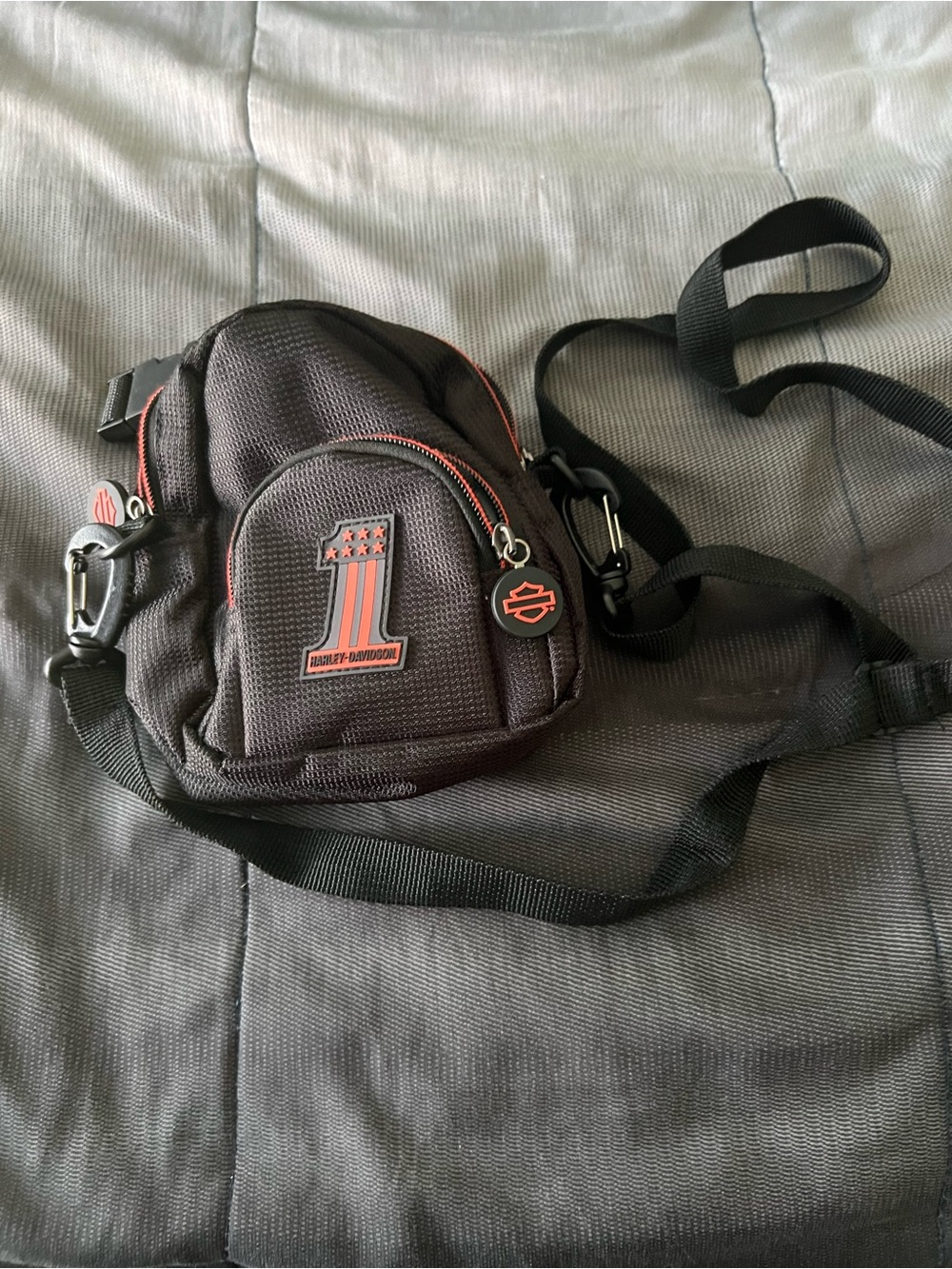 Harley-Davidson Black Belt Sling Bag with Orange Accents
